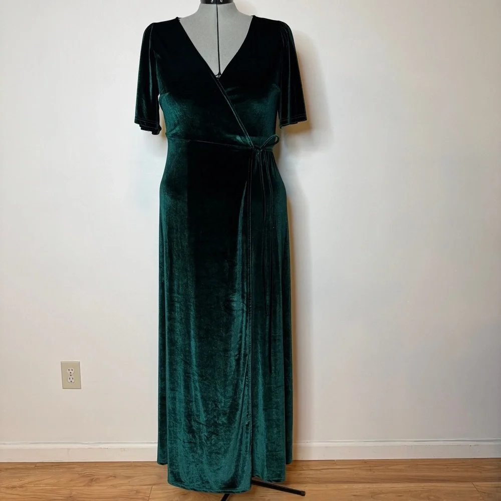 Baltic Born Velvet Green Wrap Dress